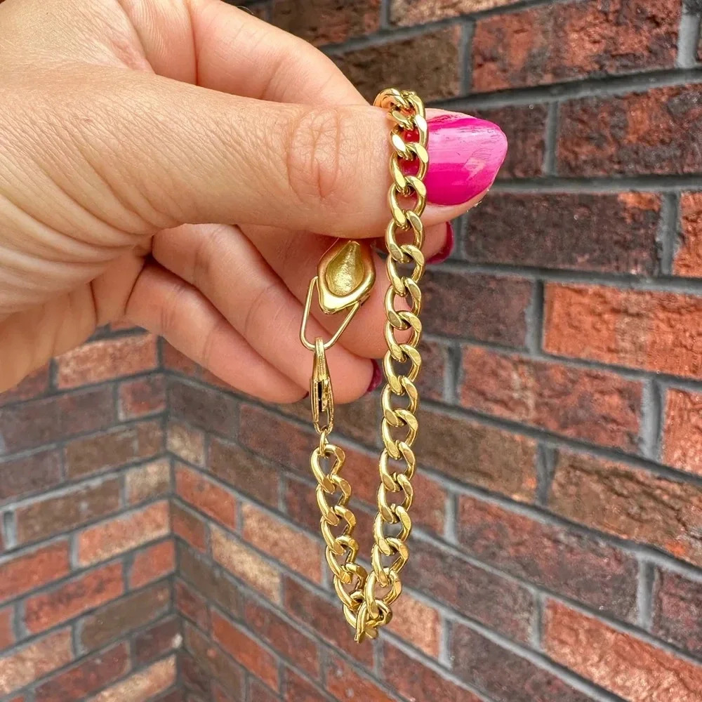 Gold Bracelet with Green Accents - Picture 6 of 7